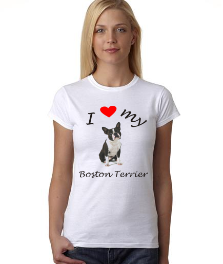 Dogs - I Heart My Boston Terrier on Womans Shirt
